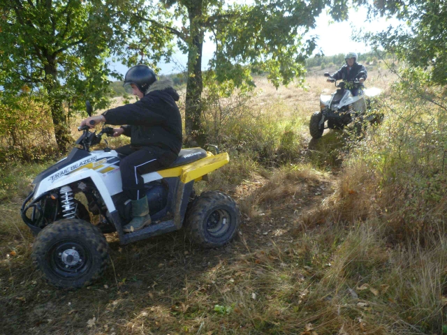  Cuatrimoto pasando por la maleza 